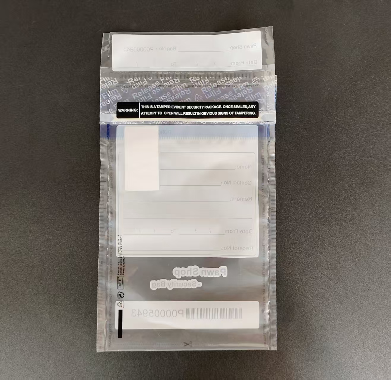 英文版典当行抵押品封存袋- 典当抵押品封存袋- 防伪保安袋- 塑料系列- 防伪袋，包装清单背胶袋，黑胶唱片袋，纸背胶袋