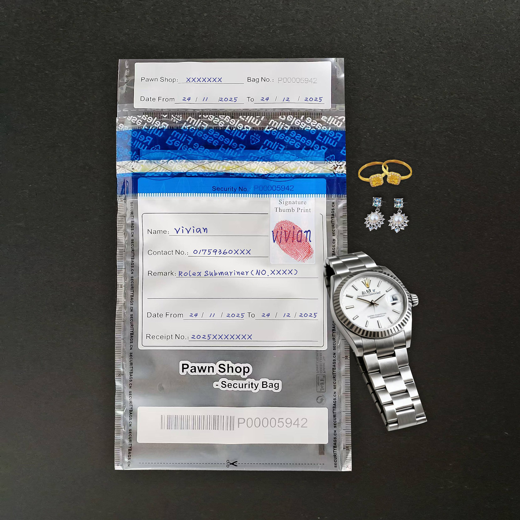 英文版典当行抵押品封存袋- 典当抵押品封存袋- 防伪保安袋- 塑料系列- 防伪袋，包装清单背胶袋，黑胶唱片袋，纸背胶袋